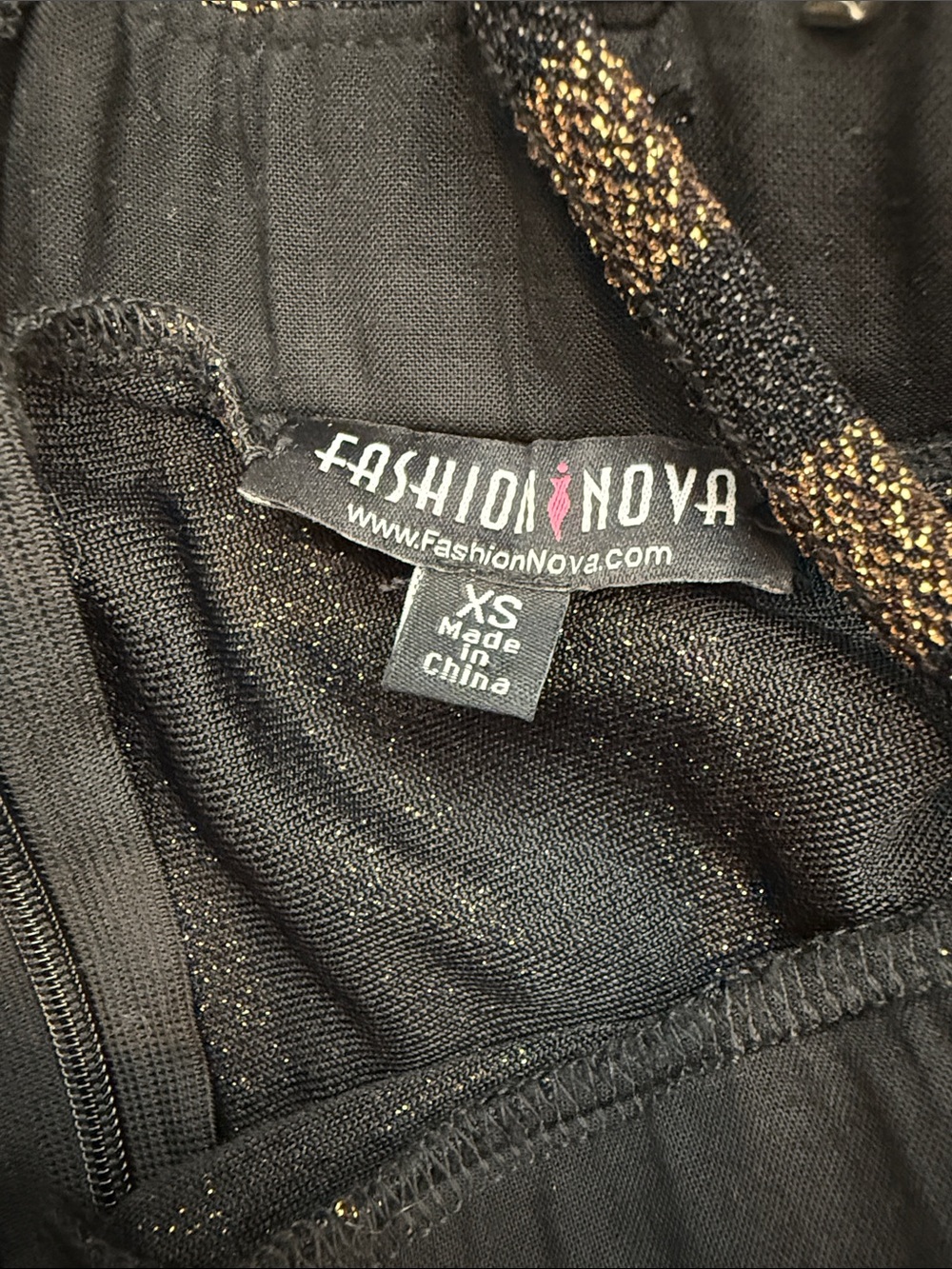 Fashion Nova Black & Gold Striped Metallic Jumpsuit - Picture 2 of 2